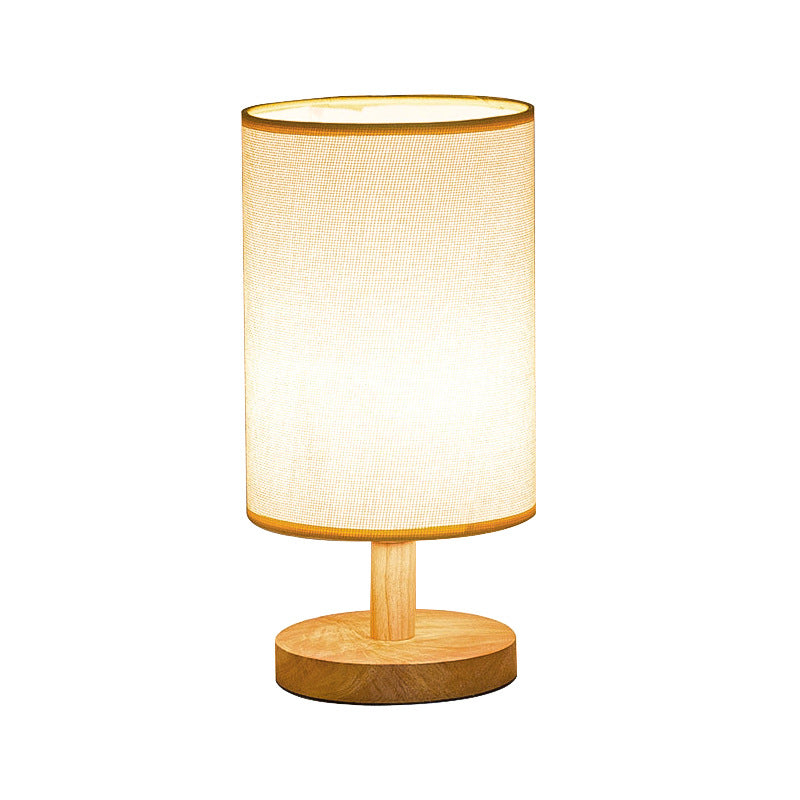 Nordic Wood Base Fabric Table Lamp USB LED Night Light