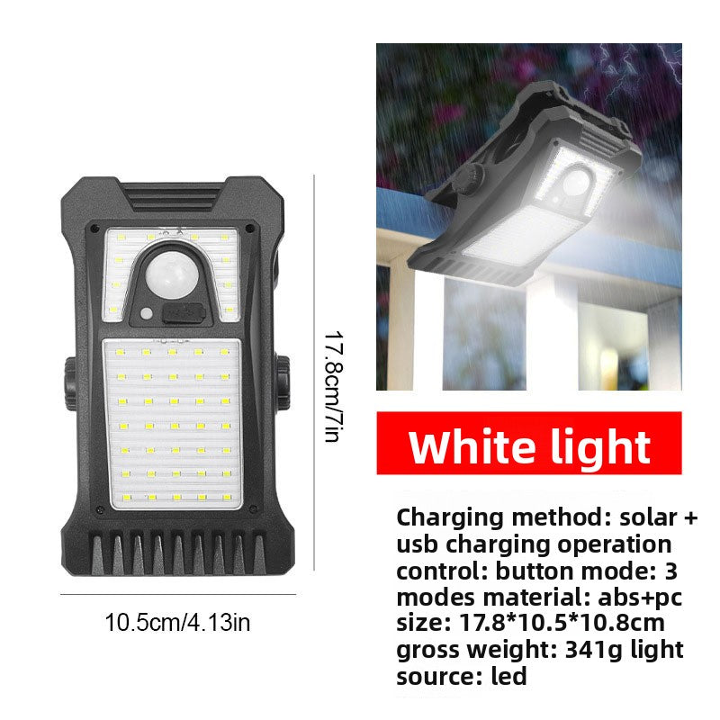 Solar Powered Motion Sensor Outdoor Wall Light Lamp