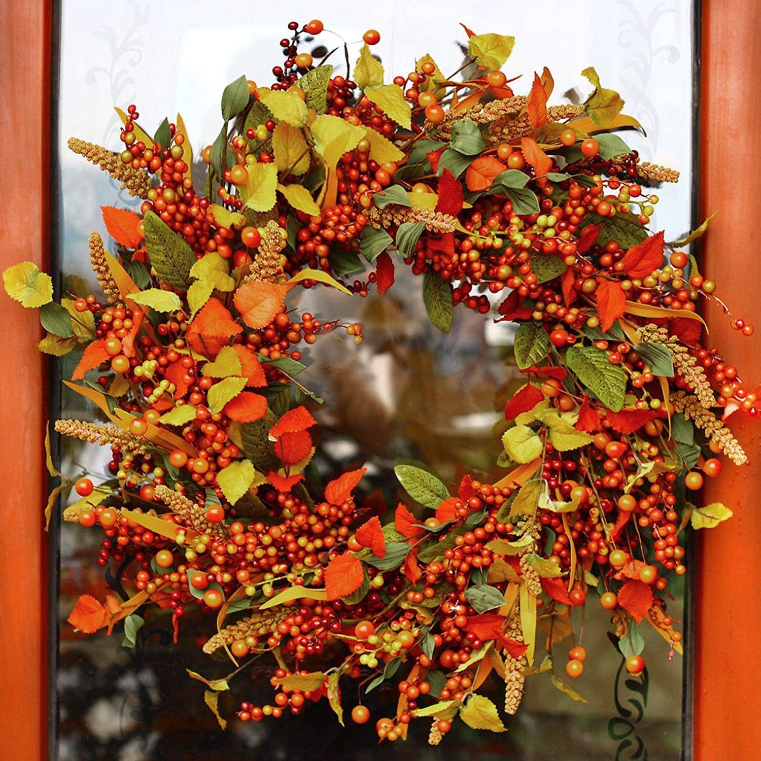 Autumn Wicker Wreath Red Berry Rattan Door Decoration