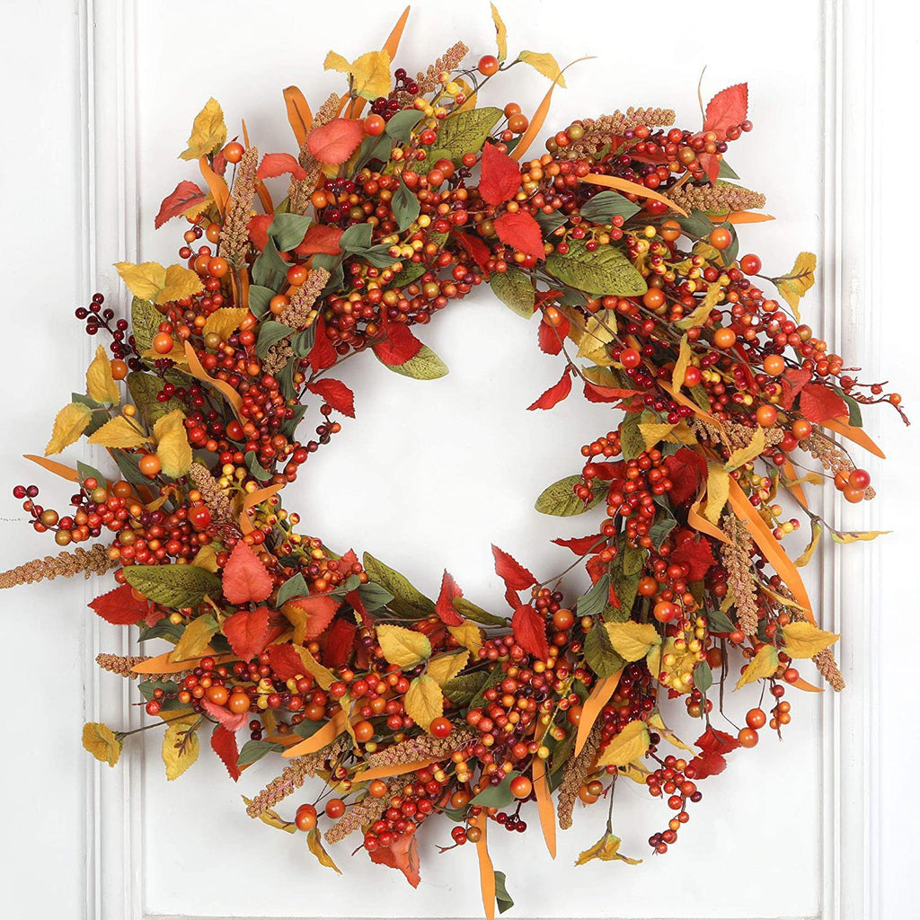 Autumn Wicker Wreath Red Berry Rattan Door Decoration