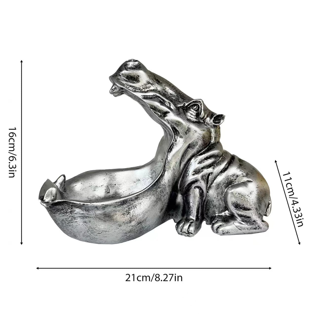 Hippo Statue Candy and Key Bowl Resin Entryway Home Decoration