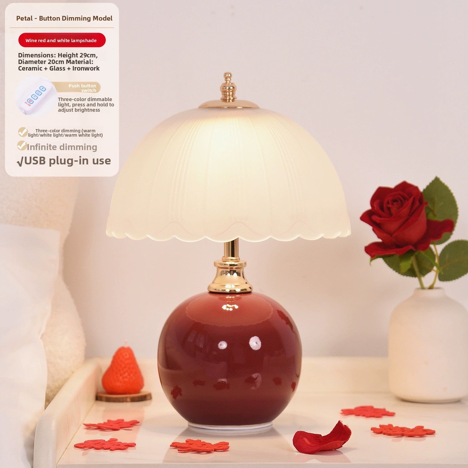 Cream Style Table Lamp Stepless Dimming Light
