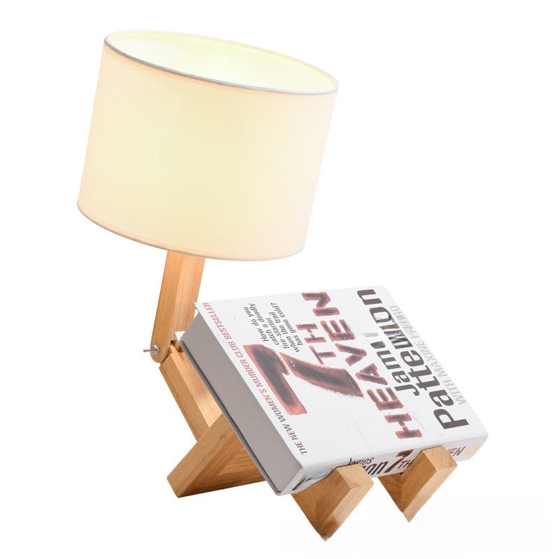Spotlight Simple Solid Wood Robot Creativity Desk Lamp