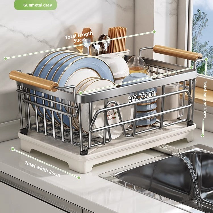 Stainless Steel Dish Drainer Rack Multifunctional Kitchen Sink Organizer