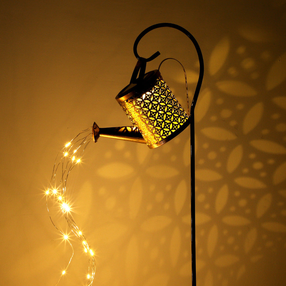 Solar Iron Teapot Outdoor Garden Decorative Light Metal