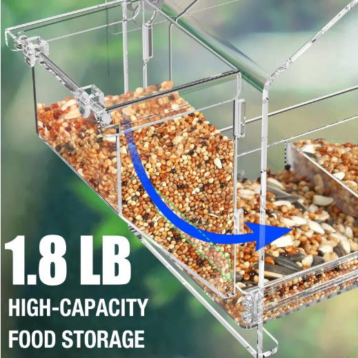 Window Mounted Bird Feeder Clear Suction Cup Feeder for Close Viewing