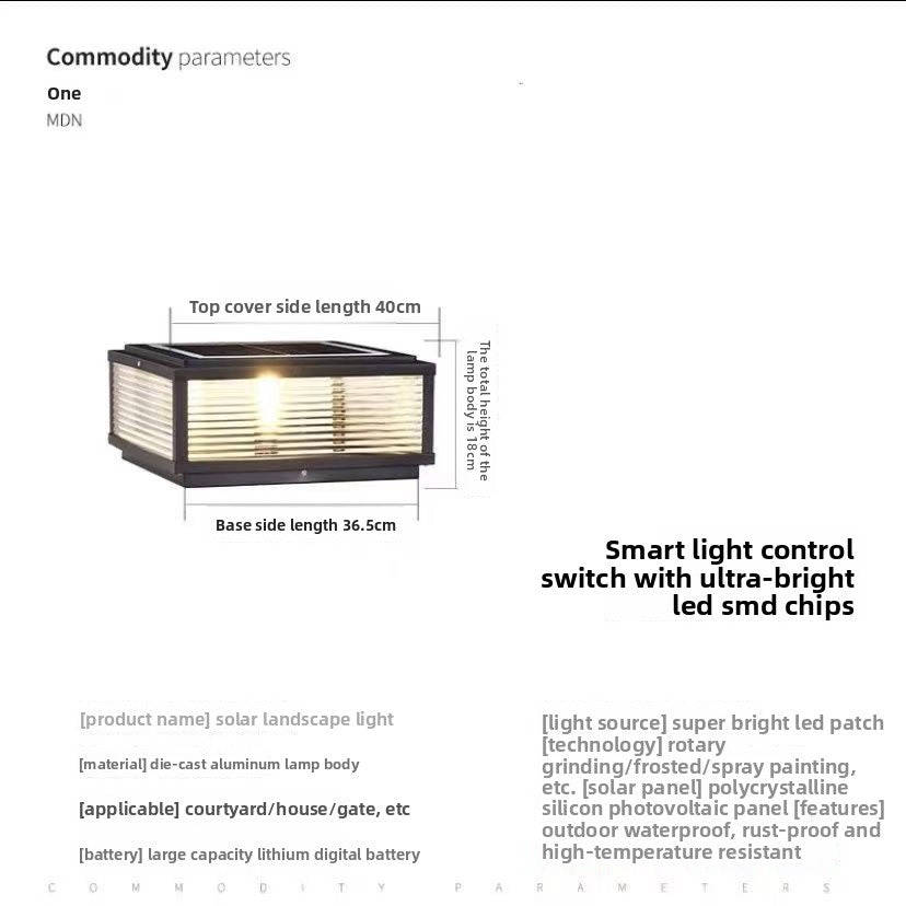 Solar-powered Outdoor Waterproof Post Light Lamp