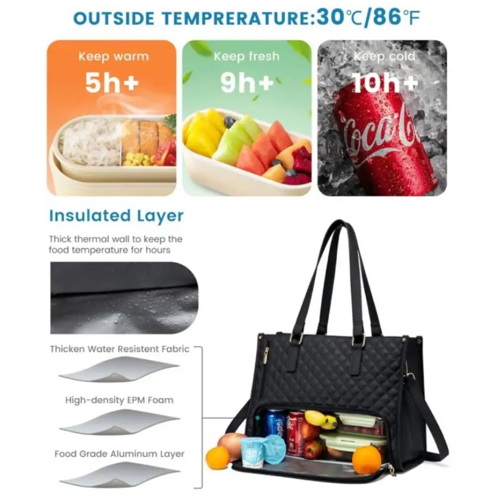 Womens Insulated Lunch Bag Leakproof Cooler Tote for Work and School