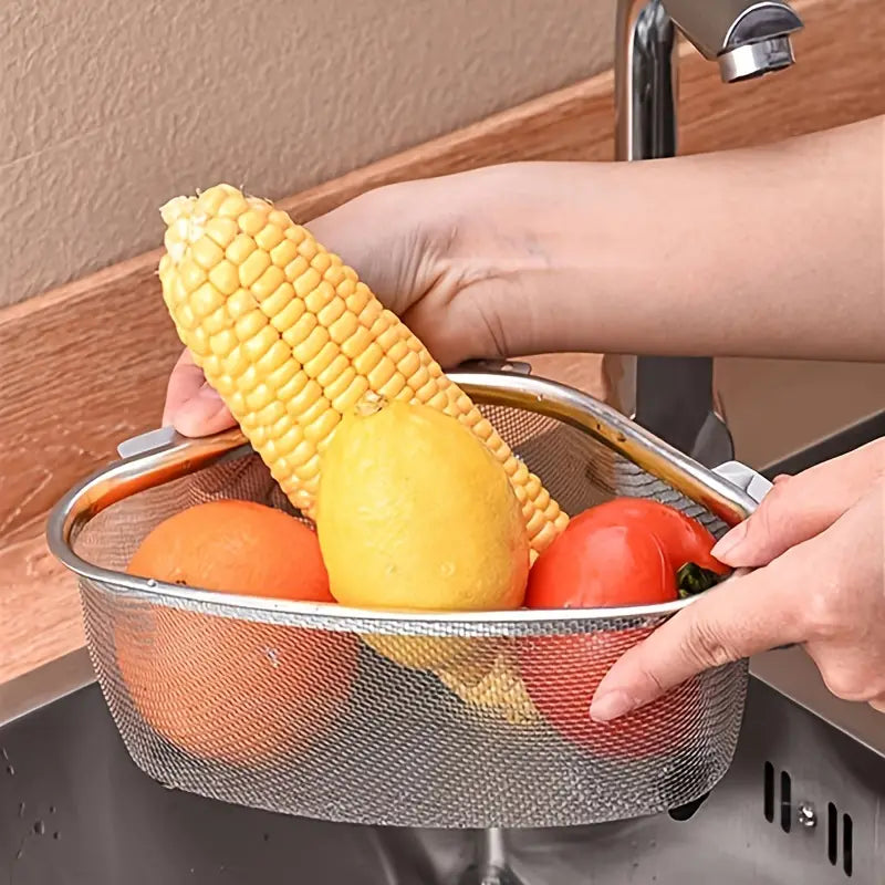 Triangular Stainless Steel Sink Drainer Basket Corner Strainer for Kitchen