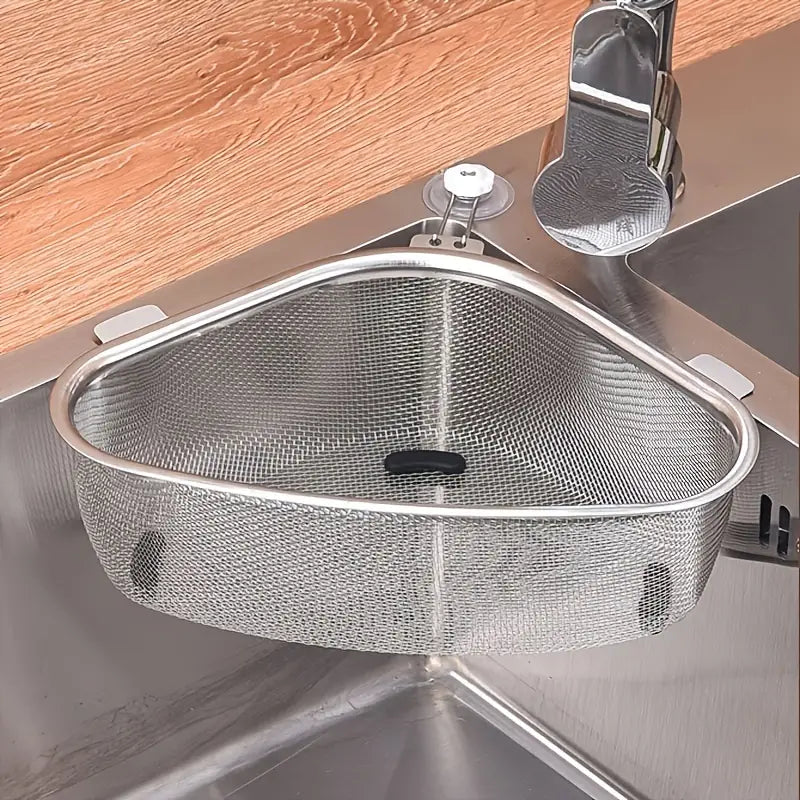 Triangular Stainless Steel Sink Drainer Basket Corner Strainer for Kitchen