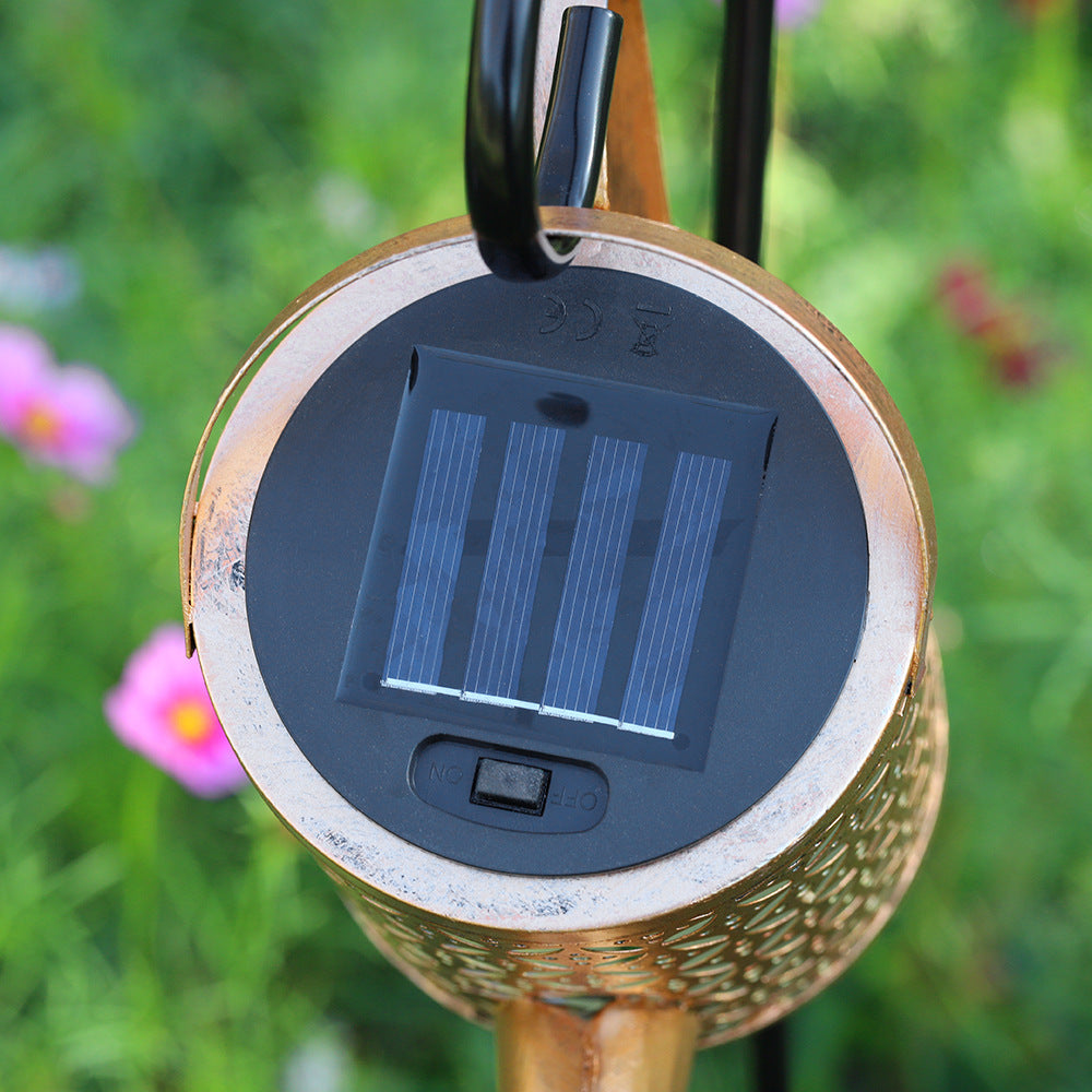 Solar Iron Teapot Outdoor Garden Decorative Light Metal