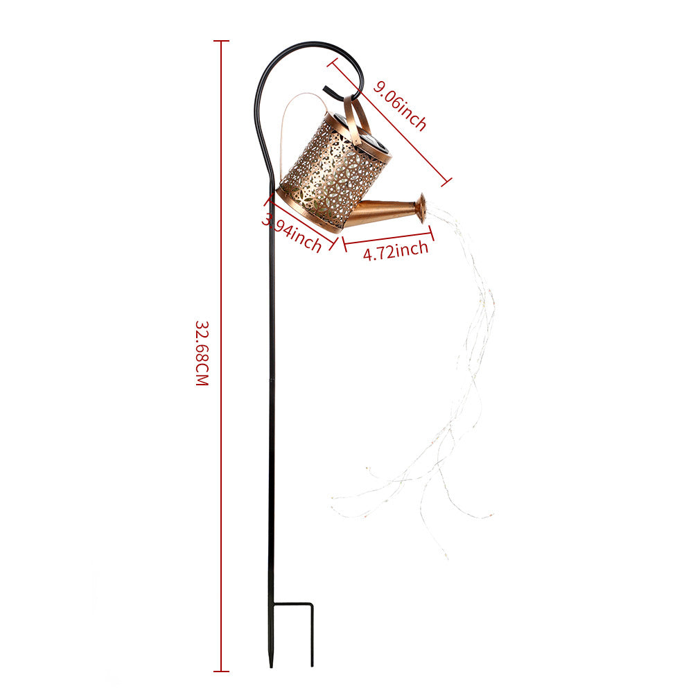 Solar Iron Teapot Outdoor Garden Decorative Light Metal