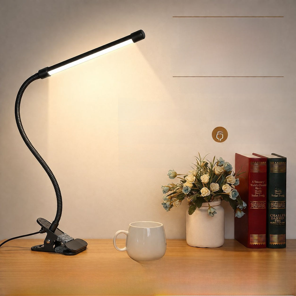 Clip On Reading Lamp LED Book Light Adjustable Eye Caring for Bed Headboard and Desk