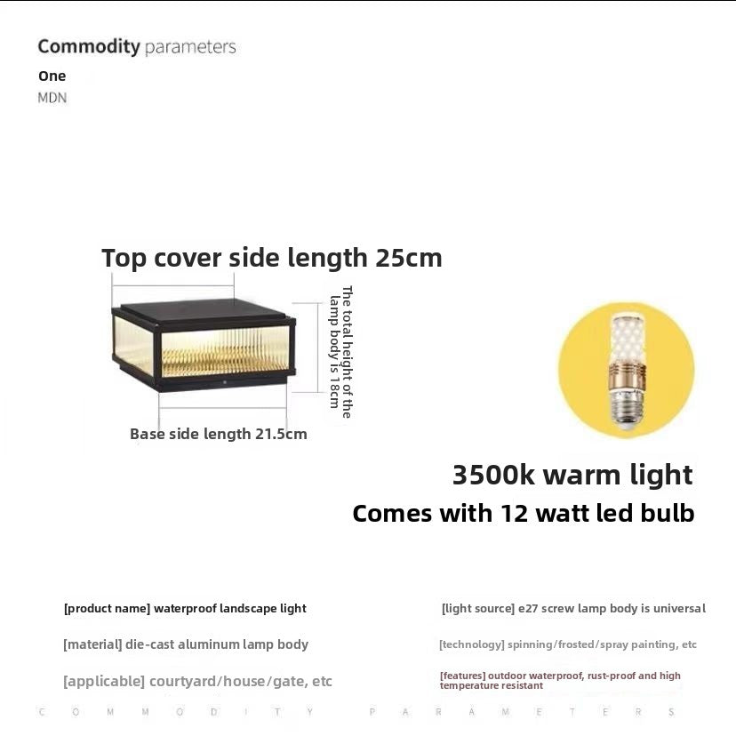 Solar-powered Outdoor Waterproof Post Light Lamp