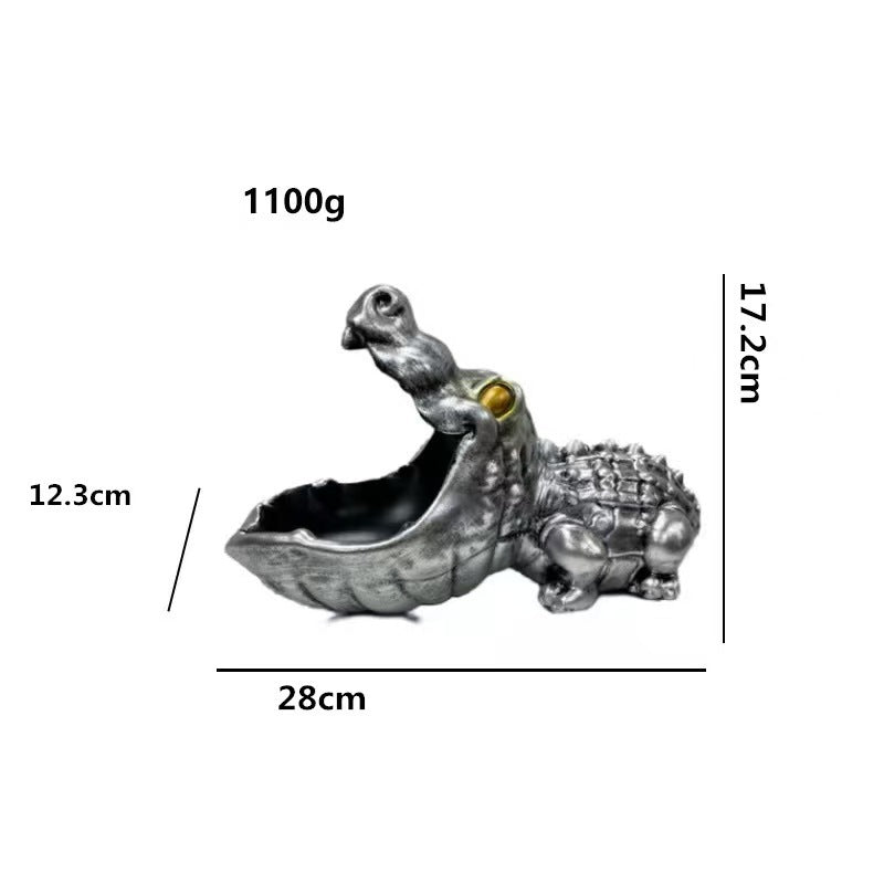 Hippo Statue Candy and Key Bowl Resin Entryway Home Decoration