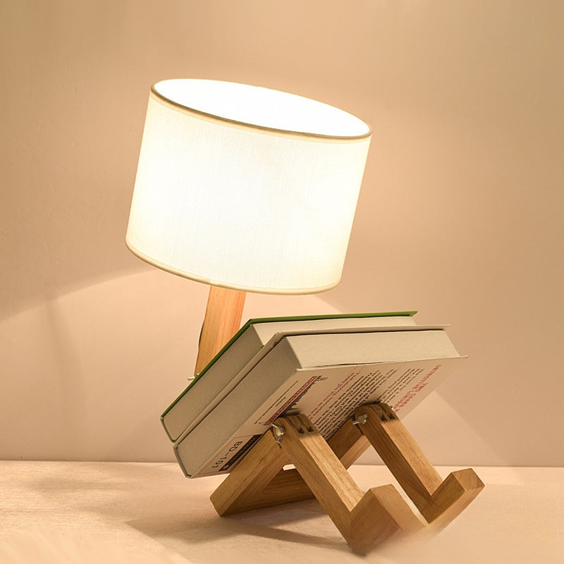 Spotlight Simple Solid Wood Robot Creativity Desk Lamp