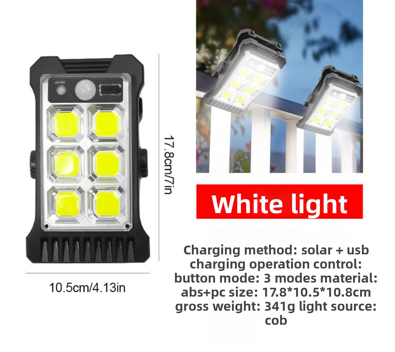 Solar Powered Motion Sensor Outdoor Wall Light Lamp