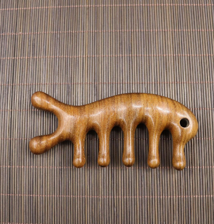 Sandalwood Scalp Massager Wooden Five Tooth Head Comb