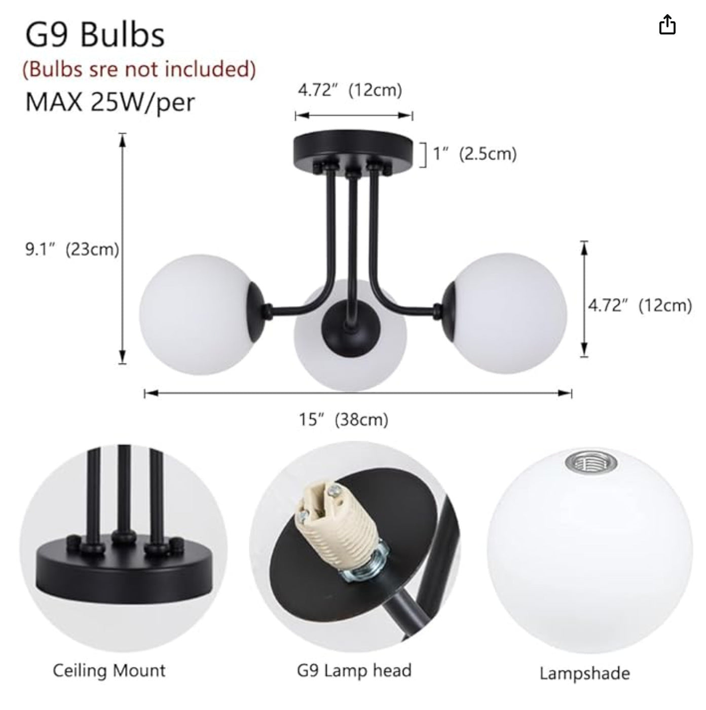 Glass Ball Ceiling Lamp Modern Tempered Light