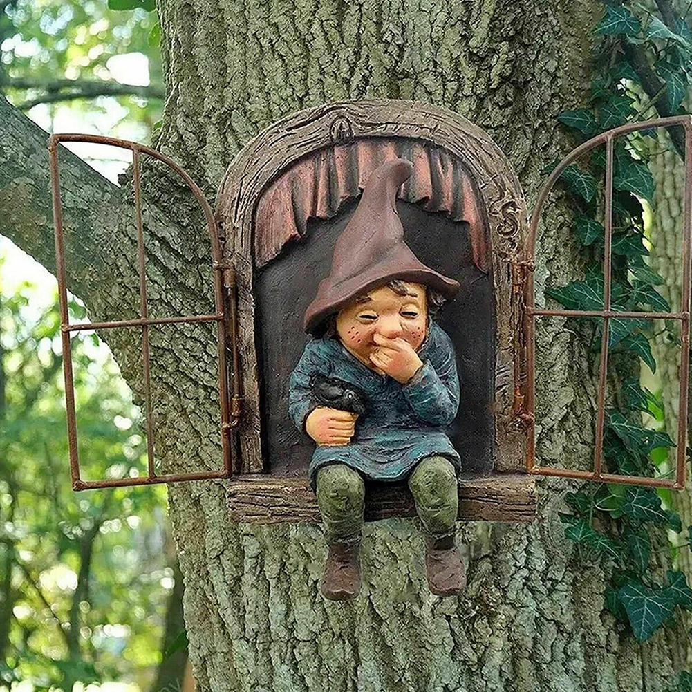 Garden Gnome Statue Resin Outdoor Lawn Ornament Weatherproof Yard and Patio Decoration