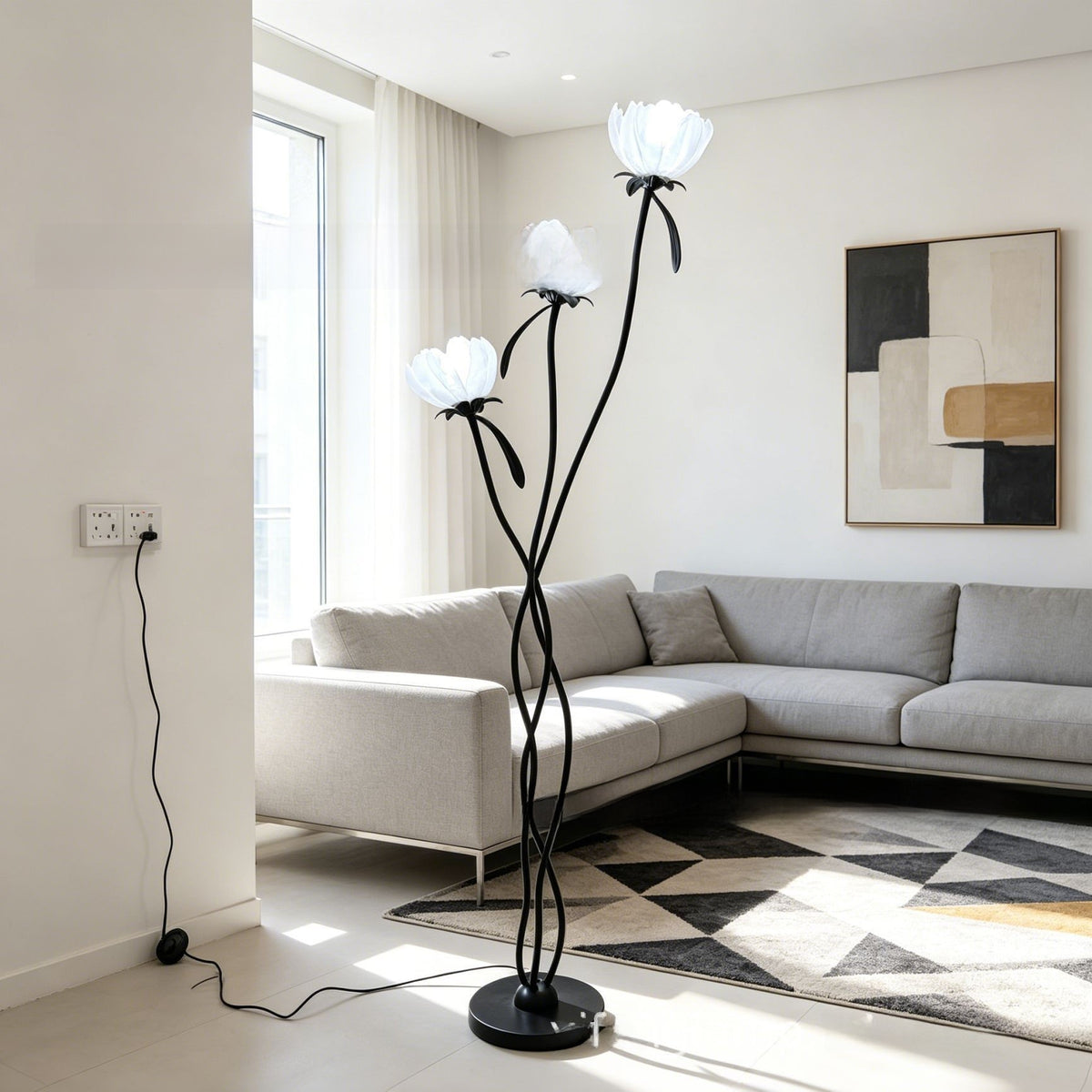 Acrylic Floor Lamp Modern LED Standing Light for Living Room Bedroom and Reading Corner