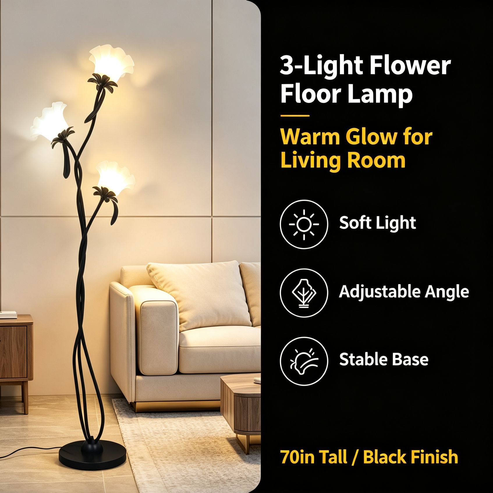 Acrylic Floor Lamp Modern LED Standing Light for Living Room Bedroom and Reading Corner