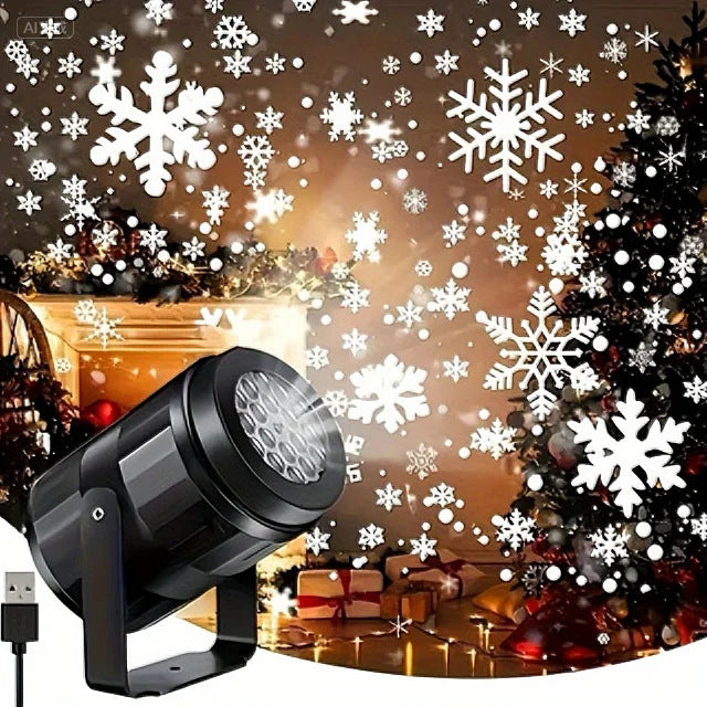 Snowflake Projector Light Rotating Christmas Projection Lamp for Indoor Ceiling and Wall