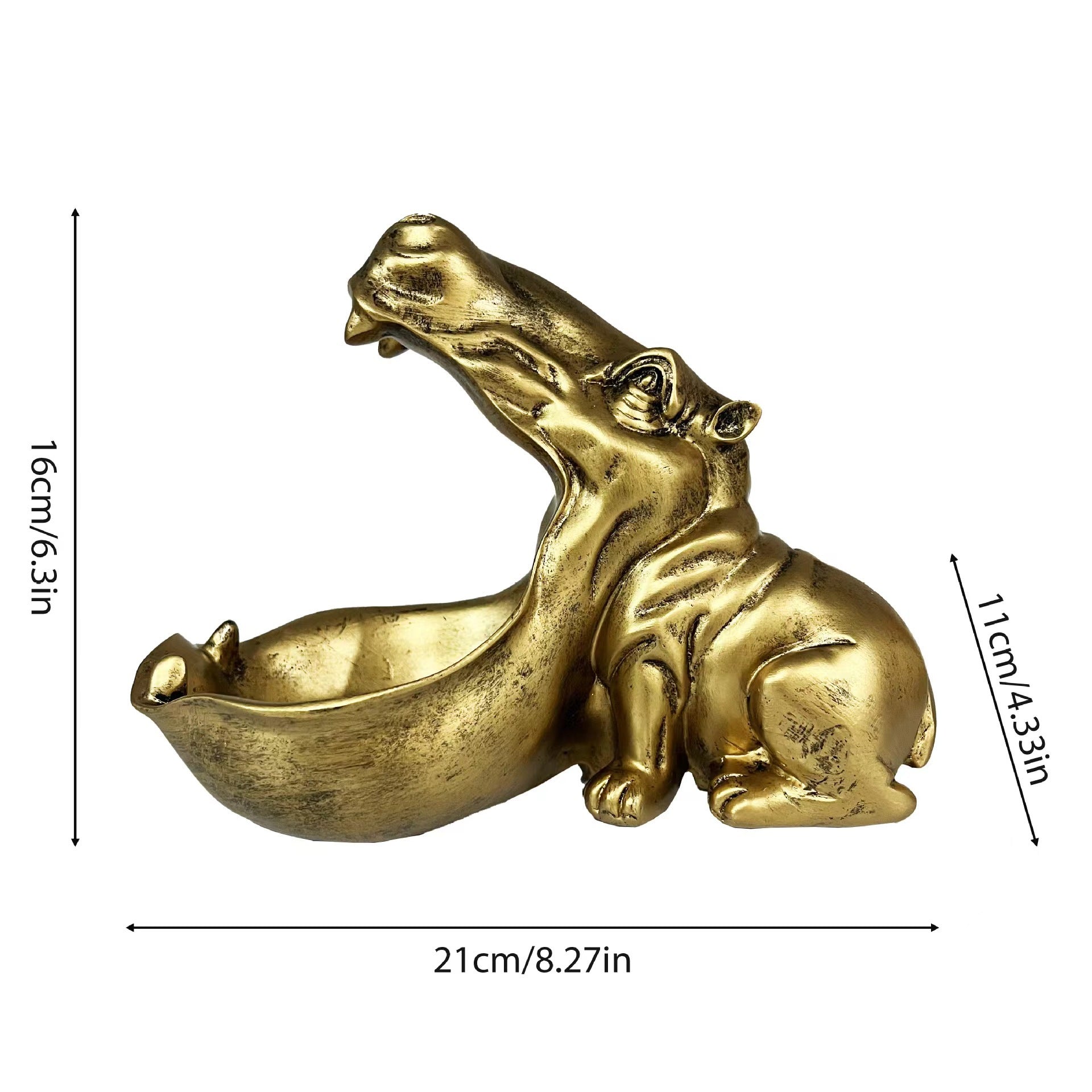 Hippo Statue Candy and Key Bowl Resin Entryway Home Decoration