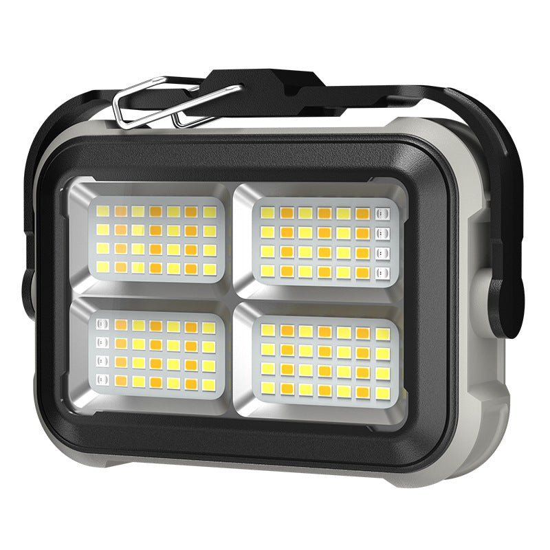 Solar Work Light LED Rechargeable Camping Lamp with Magnetic Hook for Garage Tent and Power Cuts