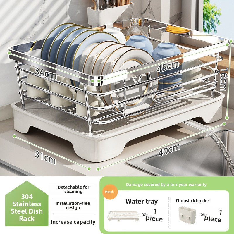 Stainless Steel Dish Drainer Rack Multifunctional Kitchen Sink Organizer