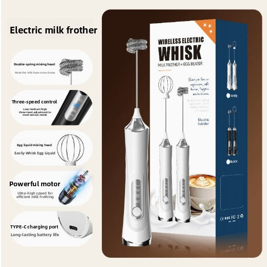 Handheld Electric Milk Frother Egg Whisk Rechargeable Coffee Mixer