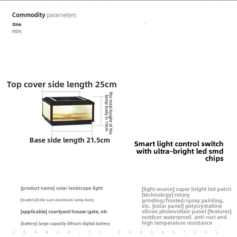 Solar-powered Outdoor Waterproof Post Light Lamp