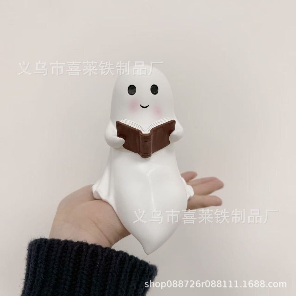 Halloween Ghost Reading Statue Resin Figurine Home Decoration