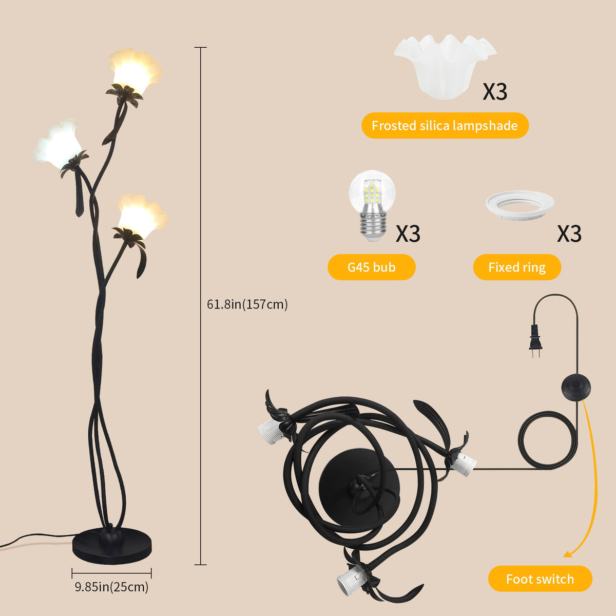 Acrylic Floor Lamp Modern LED Standing Light for Living Room Bedroom and Reading Corner