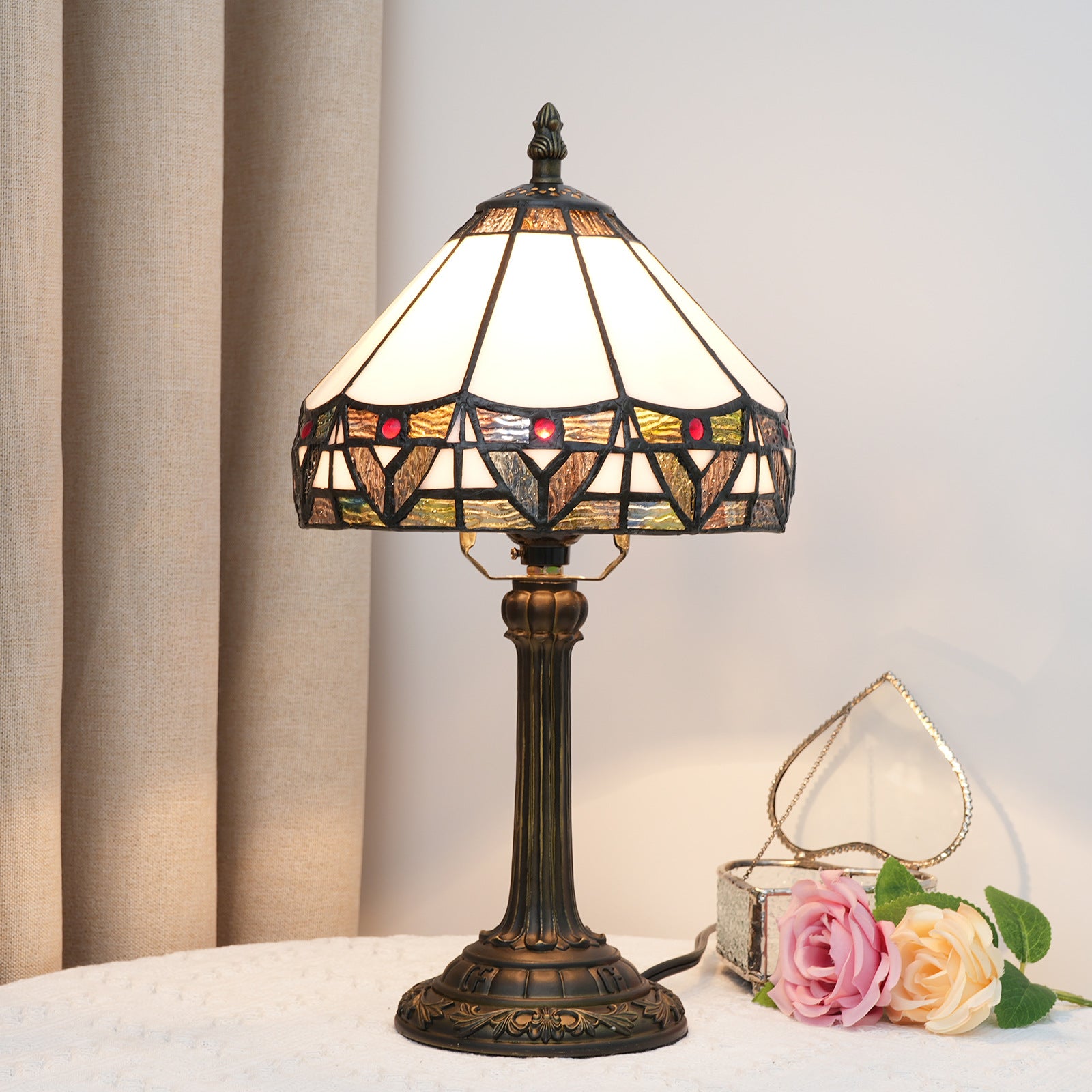 20cm Tiffany Stained Glass Table Lamp Simple European Retro
