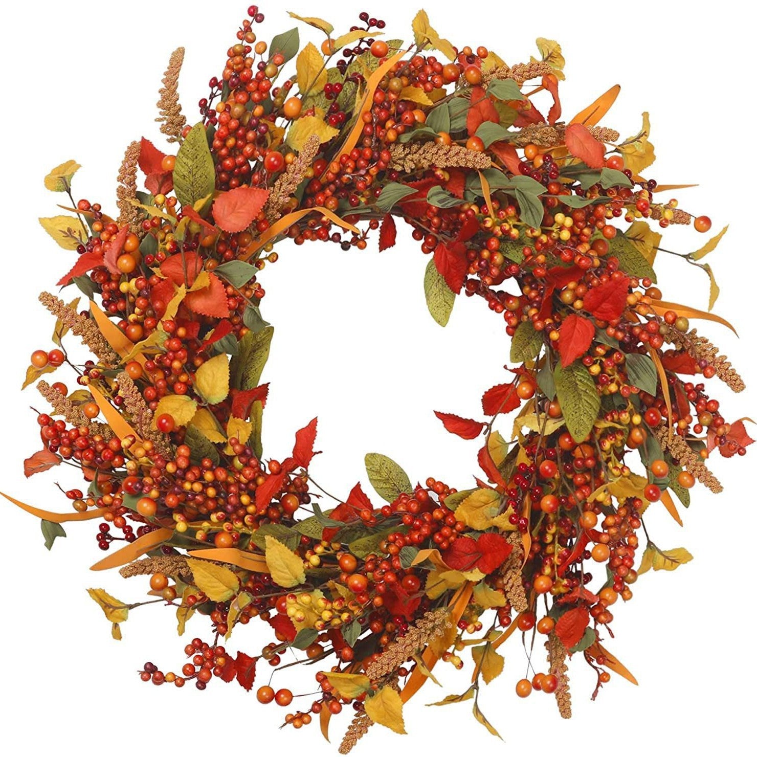 Autumn Wicker Wreath Red Berry Rattan Door Decoration