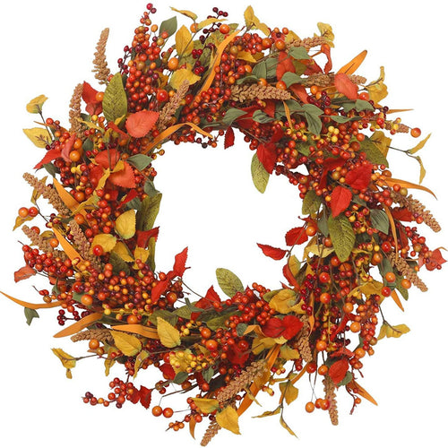 Autumn Wicker Wreath Red Berry Rattan Door Decoration