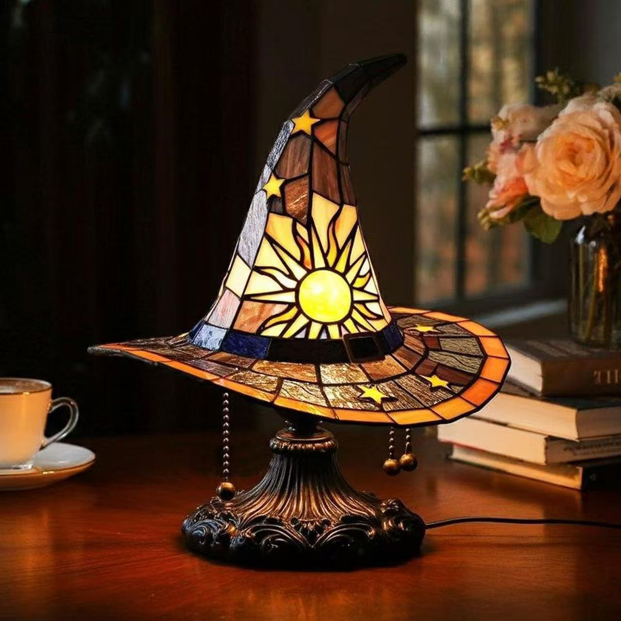 Witch Hat Lamp LED USB Night Light Magic Resin Ornament