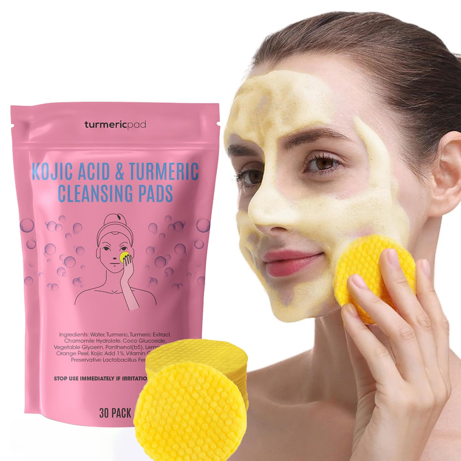 Turmeric and Kojic Acid Cleansing Pads Brightening Face and Body Pads