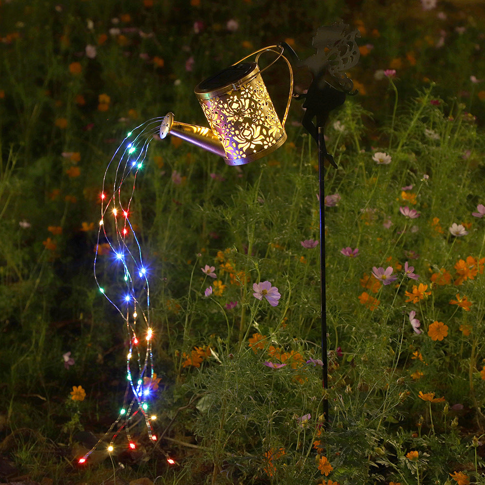 Solar Iron Teapot Outdoor Garden Decorative Light Metal