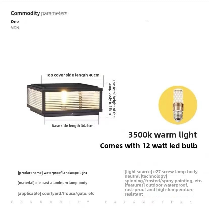Solar-powered Outdoor Waterproof Post Light Lamp