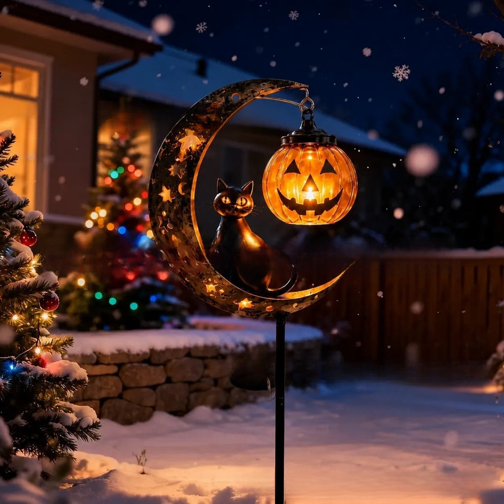 Halloween Black Cat Pumpkin Ground Lamp Holiday Christmas