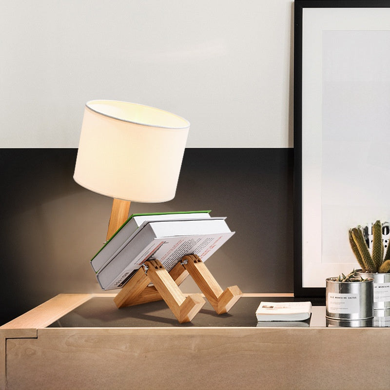 Spotlight Simple Solid Wood Robot Creativity Desk Lamp