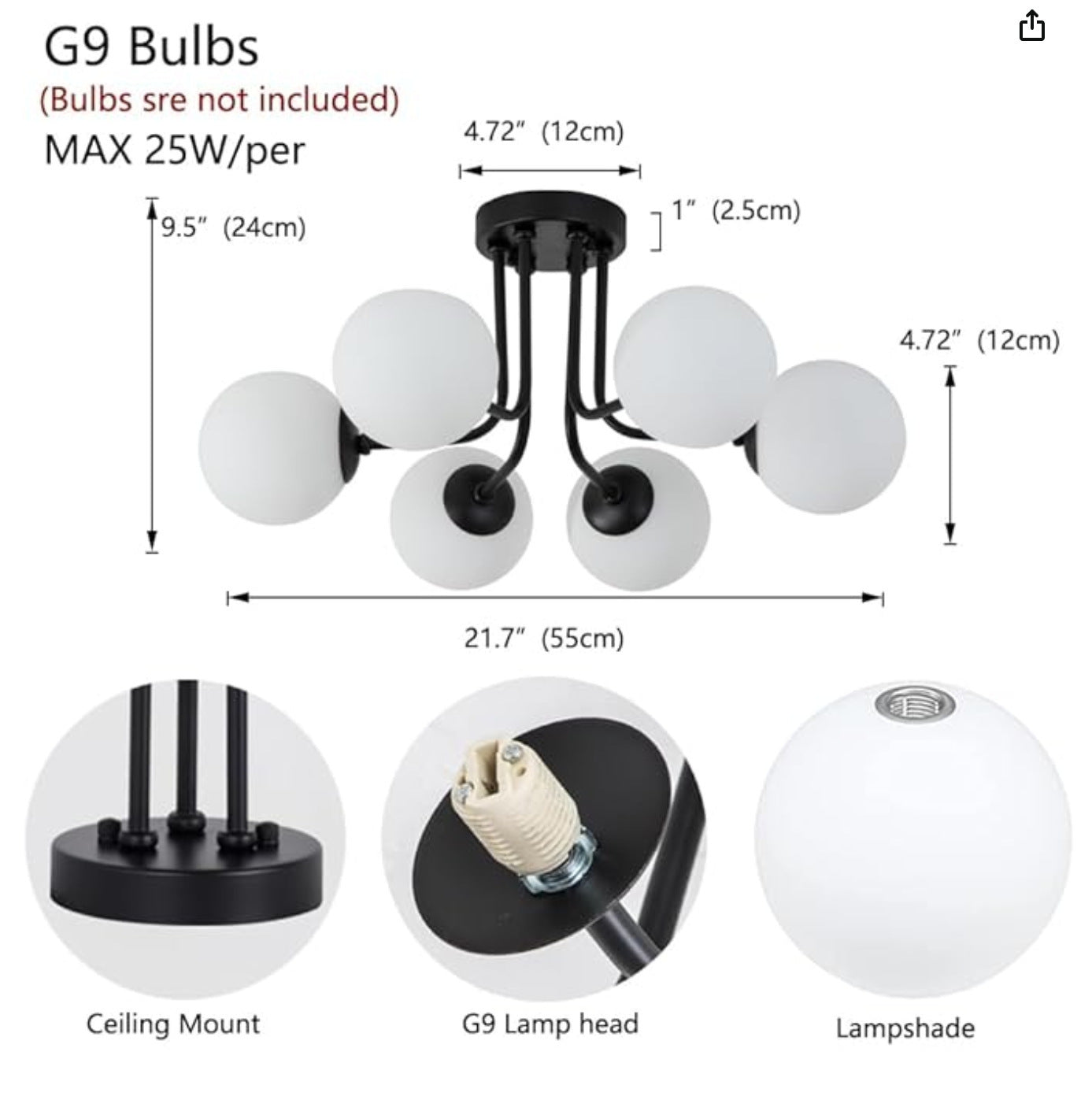 Glass Ball Ceiling Lamp Modern Tempered Light