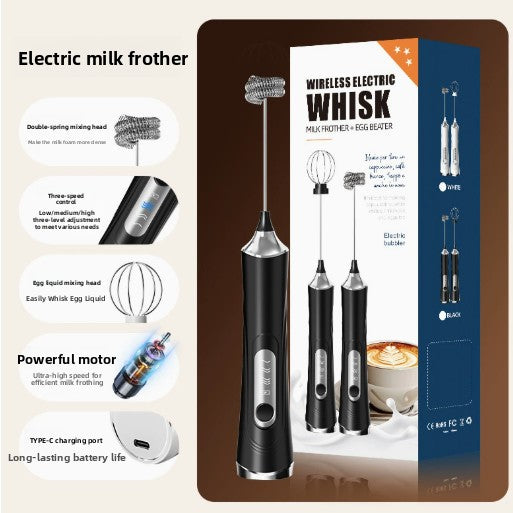 Handheld Electric Milk Frother Egg Whisk Rechargeable Coffee Mixer