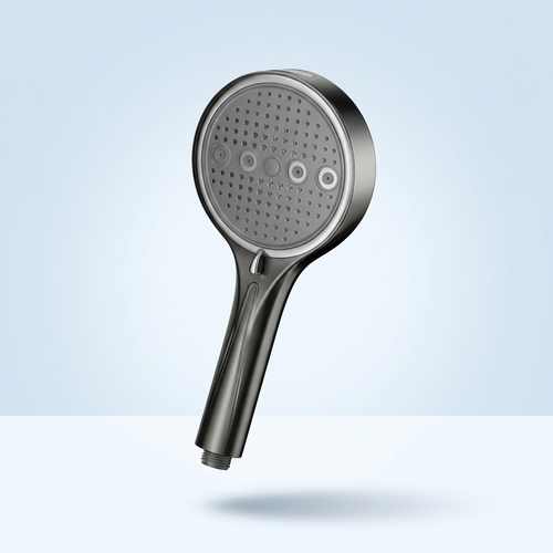 Cloverfen filtered shower head in gun gray