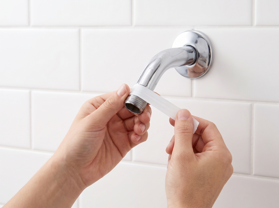 Tape the shower arm threads
