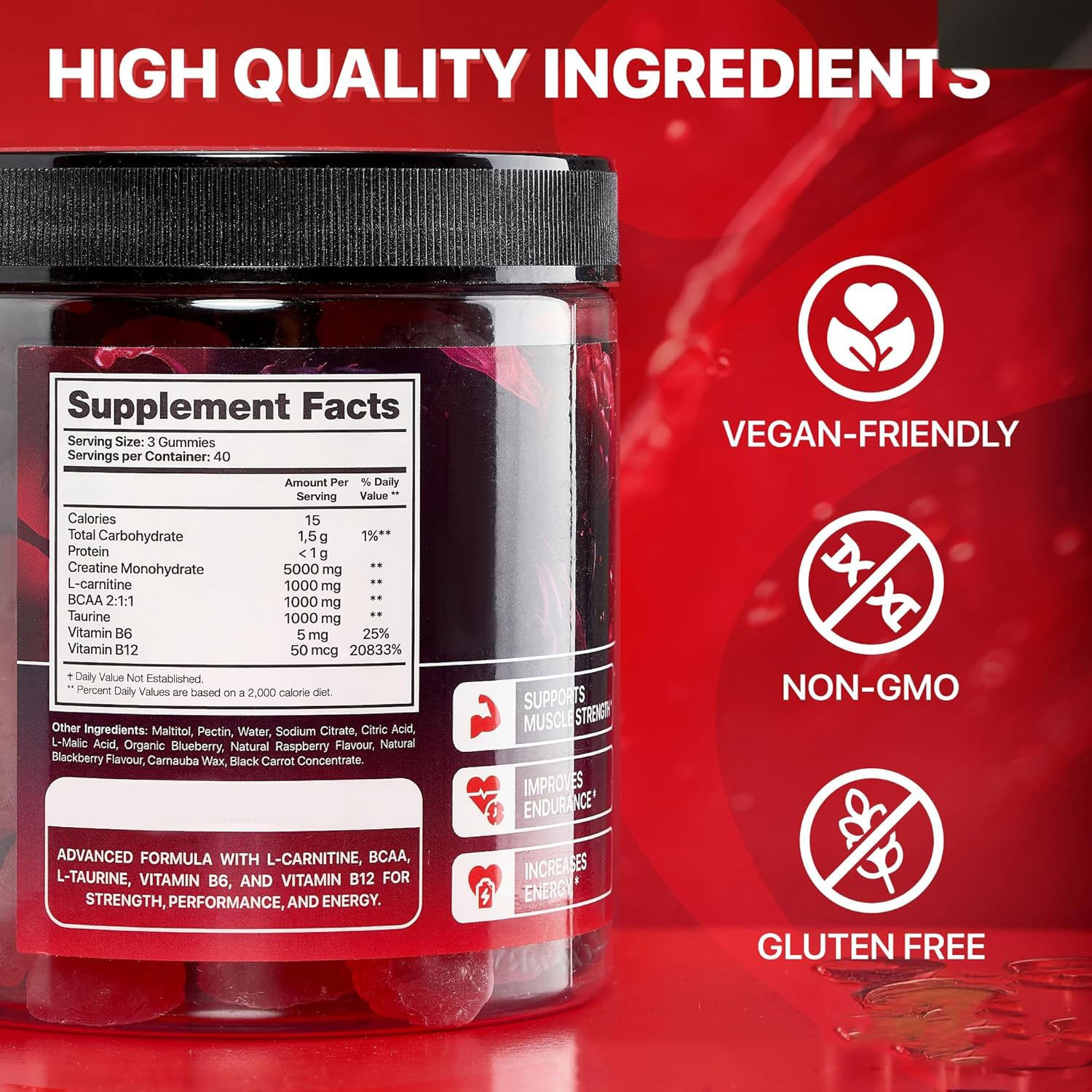 Muscle Boost Gummies Daily Fitness Support Supplement Chews