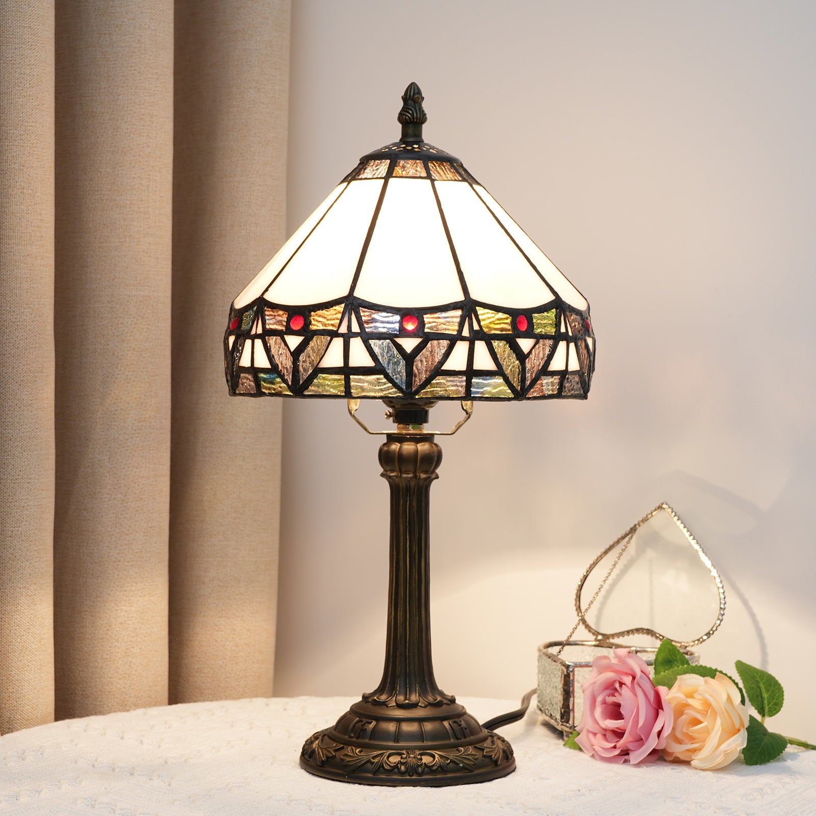 20cm Tiffany Stained Glass Table Lamp Simple European Retro