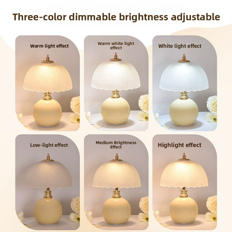 Cream Style Table Lamp Stepless Dimming Light